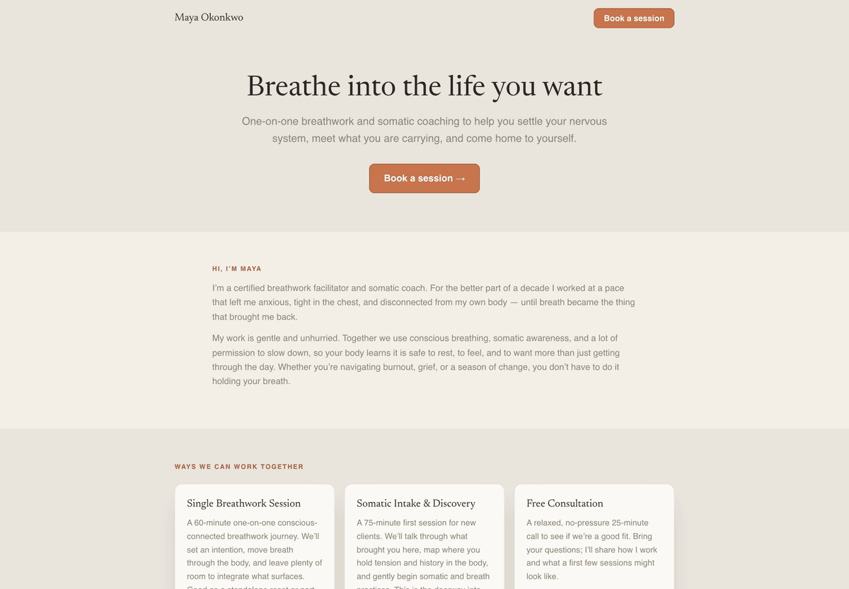 themed practice site — home + about + services